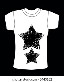 retro vector t-shirt design with stars with splash stains