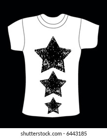 retro vector t-shirt design with stars with splash stains