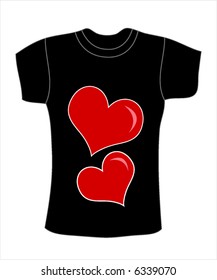 retro vector t-shirt design with retro sweet soft hearts
