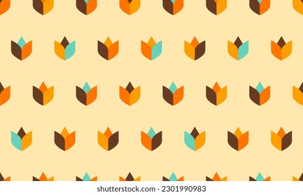 Retro Vector Tulip Flower Seamless Wallpaper Pattern