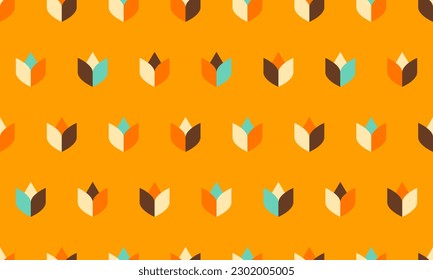 Retro Vector Tulip Flower Seamless Wallpaper Pattern
