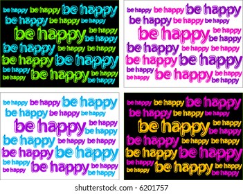 retro vector type 'be happy'