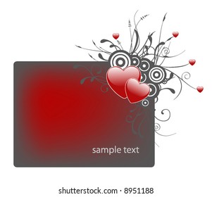 retro vector valentine's day banner with lovely hearts