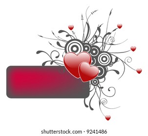 retro vector valentine's day banner with lovely hearts
