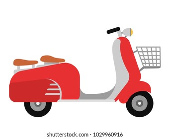 Retro vector vespa scooter motorcycle travel design motorbike delivery vehicle illustration.