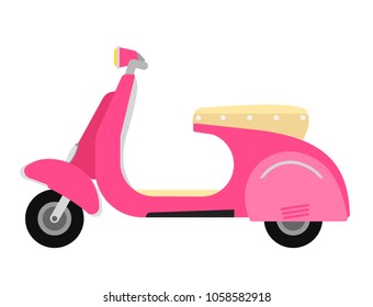 Retro vector vespa scooter motorcycle travel design motorbike delivery vehicle illustration.