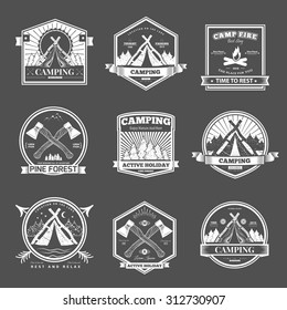 Etiquetas vintage y gráficos de logotipo vintage retro. Camping al aire libre, aventura y explorador.