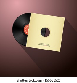 Retro Vector Vinyl Record Disc in Paper Cover