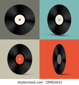 Retro Vector Vinyl Records Set Illustration