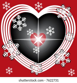 retro vector wallpaper with snowflakes and heart