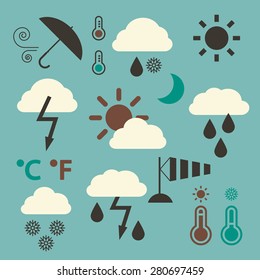 Retro Vector Weather Icons Set