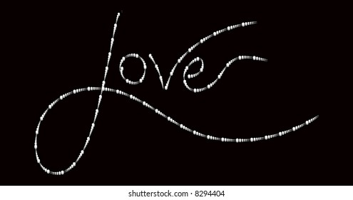 retro vector word "love" written in manuscript