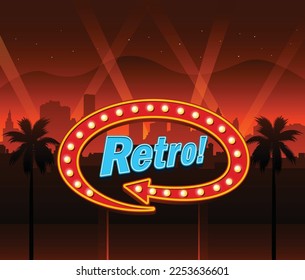 Retro vegas like sign lighted billboard