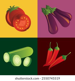 Retro vegetable vector design wallpaper