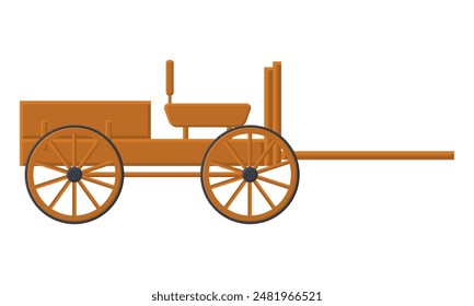 Ilustración de Carrito de madera de vehículo retro. Diseño de Carrito con neumáticos grandes. Vagón de Vector.