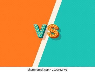 Retro versus Schlachthintergrund. Vintage-Blau und Orange-Schrift. Vs Headline-Vorlage. 3D-Ikone für den Wettbewerb zwischen den Teilnehmern, Teams, Kämpfern. Vektorgrafik.