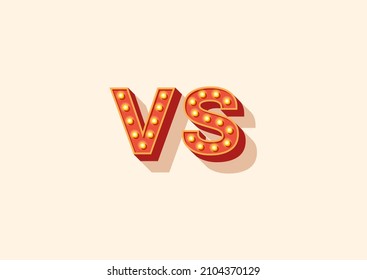 Retro versus battle icon isolated on white. Vintage red font. Vs headline 3d sign for competition between contestants, teams, fighters. Vector illustration.