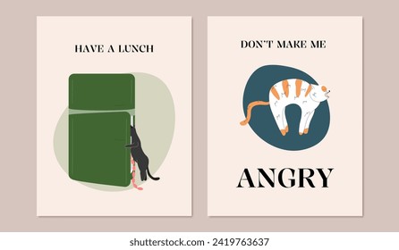 retro vertical banners collection with cat