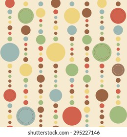 Retro Vertical Circles in Craft Style with Stitching - Seamless Tiles for Background or Wallpaper