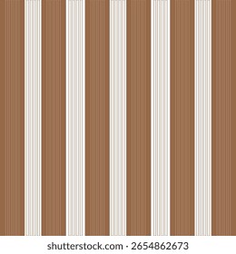 Retro vertical stripe pattern in warm brown and cream tones, seamless textured vector