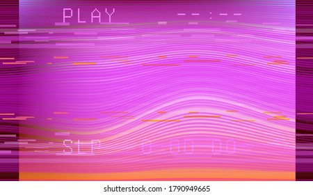 Retro VHS background with Glitch art effect. Vector illustration in retrowave and vaporwave style.
