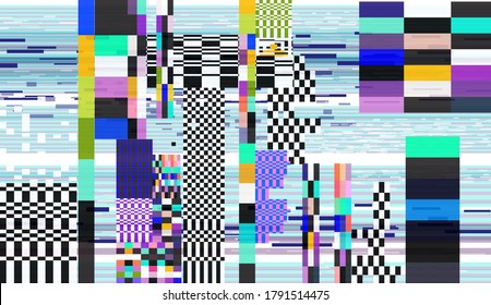 Retro VHS background with Glitch art effect. Vector illustration in retrowave and vaporwave style.
