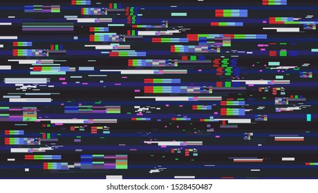 Retro VHS Background Like In Old Video Tape Rewind Or No Signal TV Screen, Glitch Camera Effect. Vaporwave/ Retrowave Style Vector Illustration.