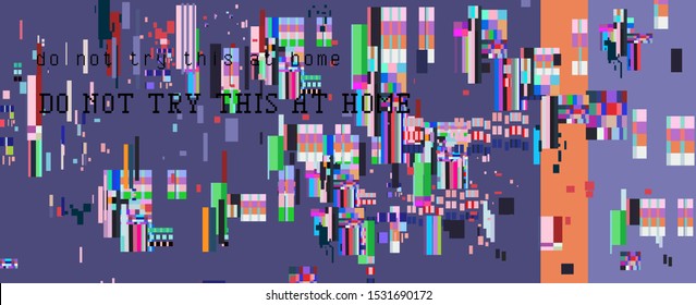 Retro VHS background like in old video tape rewind or no signal TV screen with glitch camera effect. Vaporwave/ retrowave style vector illustration.