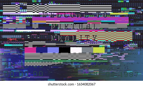 Retro VHS background like in old video tape rewind or no signal TV screen. Vaporwave/ retrowave style vector illustration.