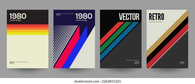 Retro VHS style brochure covers. Vector geometric illustration.	