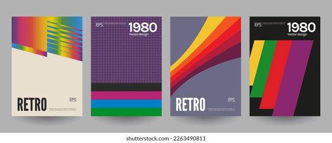 Retro VHS style brochure covers. Vector geometric illustration.