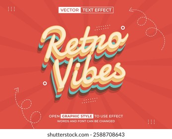 retro vibe editable text, font effect, 3d text for title