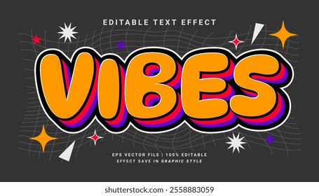 Retro vibes 90s editable text effect template
