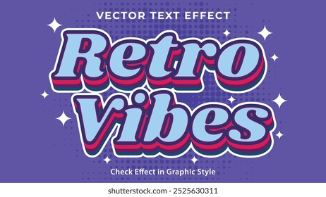Modelo de efeito de texto vetor estilo Vibes 90s retro