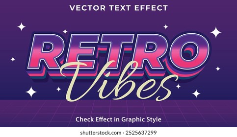 Retro Vibes 90s Style Vector Text Effect Template