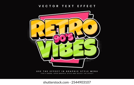 Retro vibes cartoon comic style,  editable vector text effect. Suitable for old vintage theme.