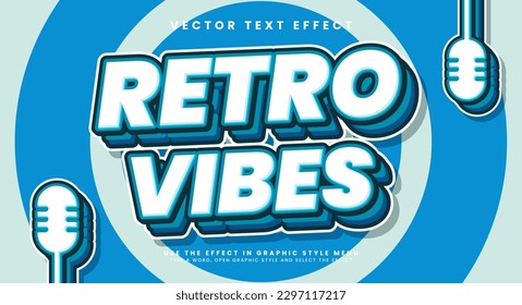 Retro vibes editable text style effect. Vector text effect