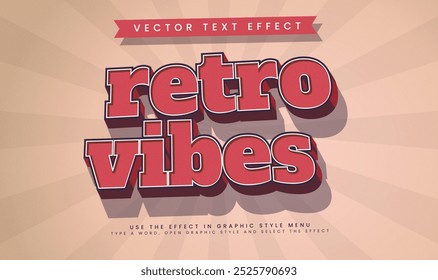 Retro vibes editable vector text effect, with old vintage concept