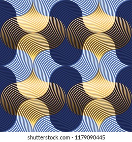 Retro vibes luxury water waves seamless pattern. Blue sea water wave background in art deco style. vector illustration. element for design. 
