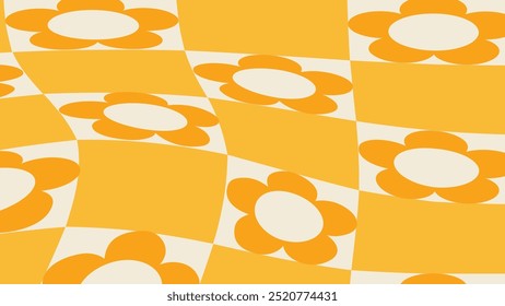 Retro vibes vintage background vector. Abstract wallpaper design for Groovy hippie, 60s, 70s , y2k. Vector pattern ready to use for prints, cloth, textile and banner ads background.  