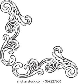 The retro victorian corner element isolated on white
