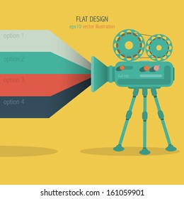 retro video camera in a flat design / vector illustration