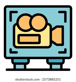 Retro video camera icon capturing moments, symbolizing filmmaking and vintage technology