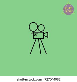 retro video camera line icon