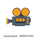 Retro video camera on white background flat vector illustration