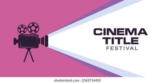 Retro Videokamera glänzender Strahl für Filmfestival in einem flachen Design. Kinohintergrund mit Videokamera