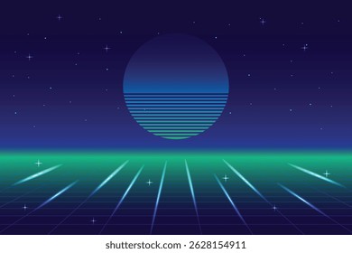 Retro Video Game Background. Abstract grid background for retro digital video game screen.