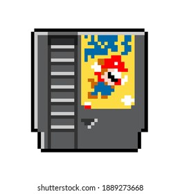 Retro Video Game Cartridge in 8bit Pixel Art Style