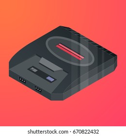 Retro video game console 3d isometric style. Oldschool  gaming