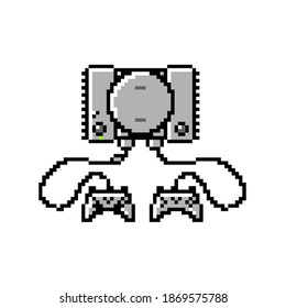 Retro Video Game Console 8bit Pixel Art